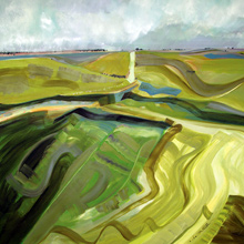 Evening Shadows Towards Tilshead. Oil on Linen, 24 x 24in